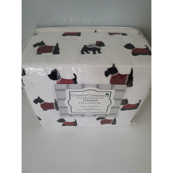 Country Curtains 100% Cotton Soft and Warm 4 PC Dog Print Full Flannel Sheet Set - Picture 6 of 8